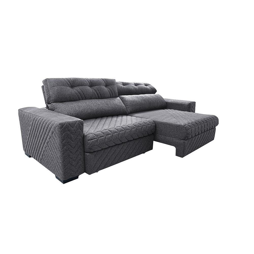 Sofá Retrátil E Reclinável 2,35m Molas Ensacadas Cama Inbox Style Thermo Gel Linho Cinza Escuro - 3