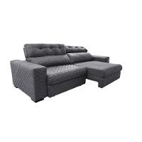 Sofá Retrátil E Reclinável 2,35m Molas Ensacadas Cama Inbox Style Thermo Gel Linho Cinza Escuro - 3