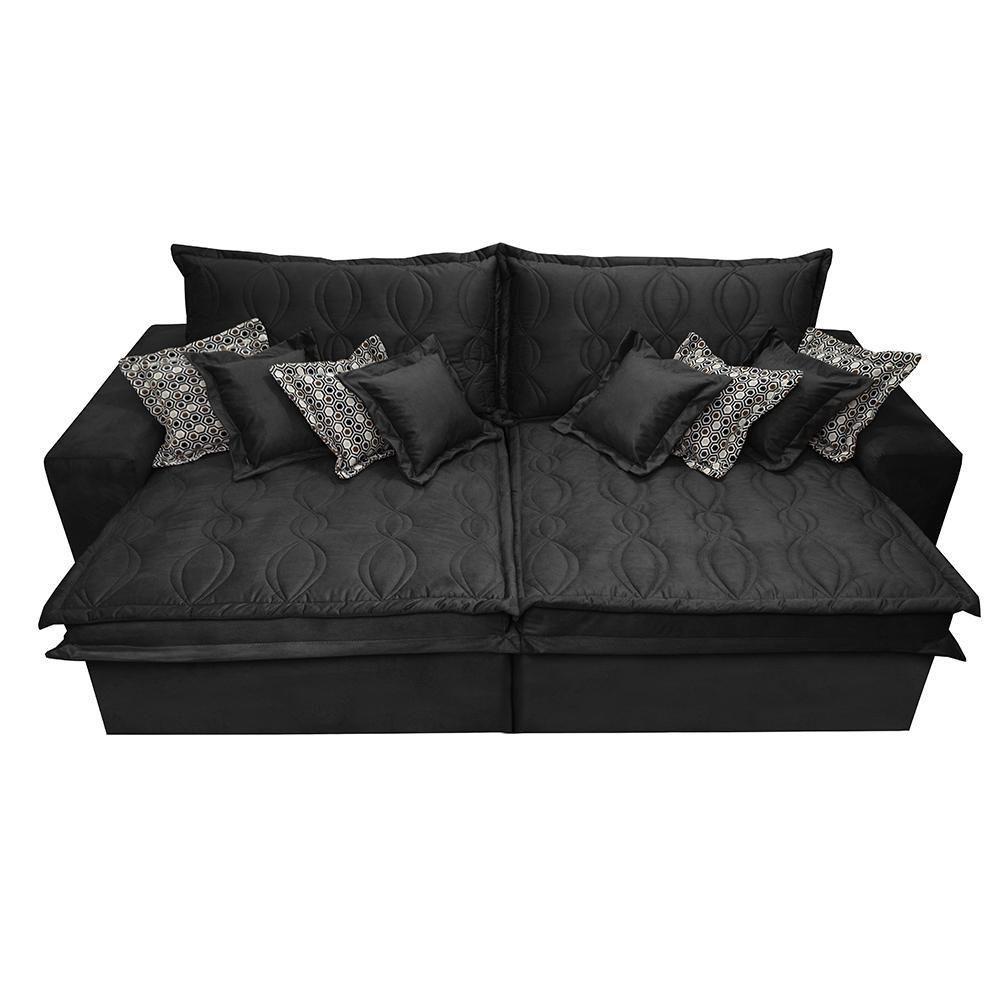 Sofá Retrátil E Reclinável 2,52m Com Molas Ensacadas Cama Inbox Supreme Tecido Suede Velusoft Preto - 5