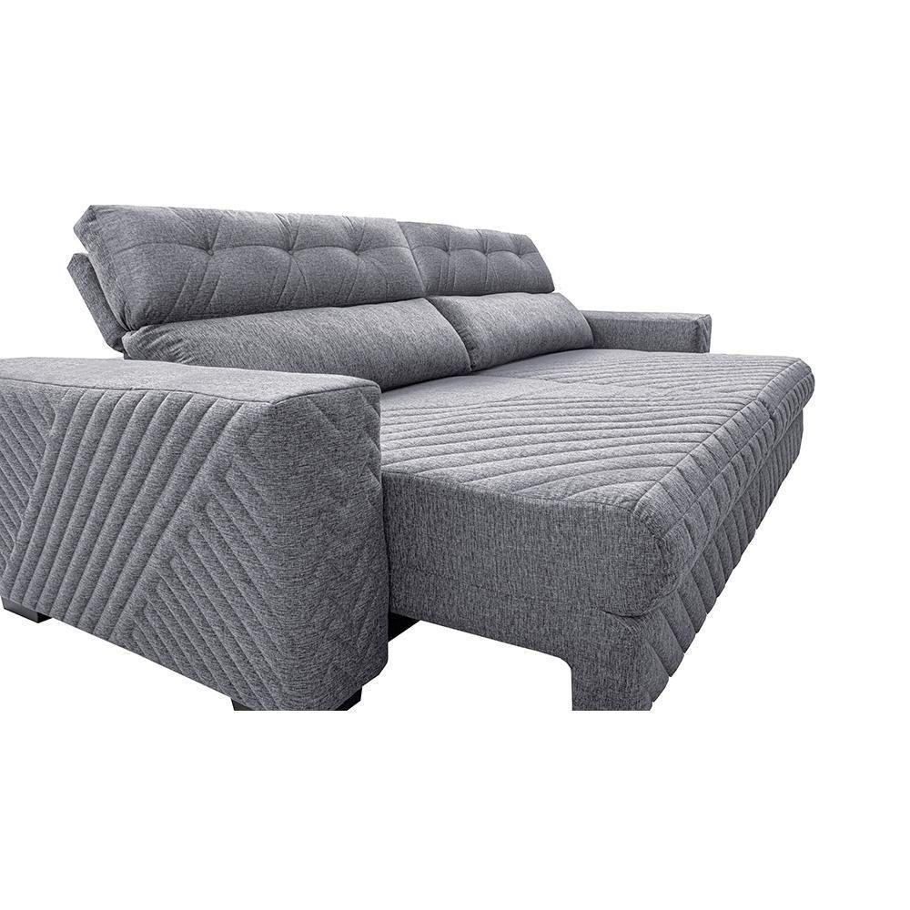 Sofá Retrátil E Reclinável 2,35m Molas Ensacadas Cama Inbox Style Thermo Gel Linho Cinza Claro - 6