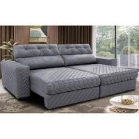 Sofá Retrátil E Reclinável 2,35m Molas Ensacadas Cama Inbox Style Thermo Gel Linho Cinza Claro - 1