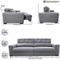 Sofá Retrátil E Reclinável 2,35m Molas Ensacadas Cama Inbox Style Thermo Gel Linho Cinza Claro - 8