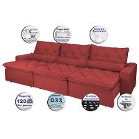 Sofá Lisboa 3,52m Retrátil, Reclinável, Molas No Assento E Almofadas Lombar Tecido Suede Vermelho - 5