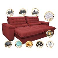 Sofá Retrátil E Reclinável 2,32m Com Molas Ensacadas Cama Inbox Aconchego Tecido Suede Vermelho - 7