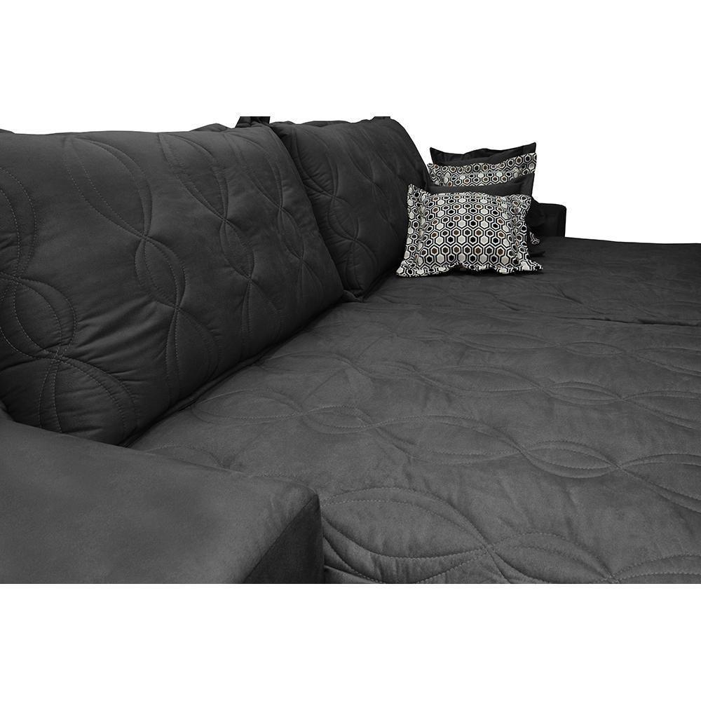 Sofá Retrátil E Reclinável 2,32m Com Molas Ensacadas Cama Inbox Supreme Tecido Suede Velusoft Preto - 2