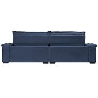 Sofá Retrátil E Reclinável 2,35m Molas Ensacadas Cama Inbox Big Space Com Bordado 3d Velusoft Azul
