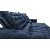 Sofá Retrátil E Reclinável 2,35m Molas Ensacadas Cama Inbox Big Space Com Bordado 3d Velusoft Azul - 6