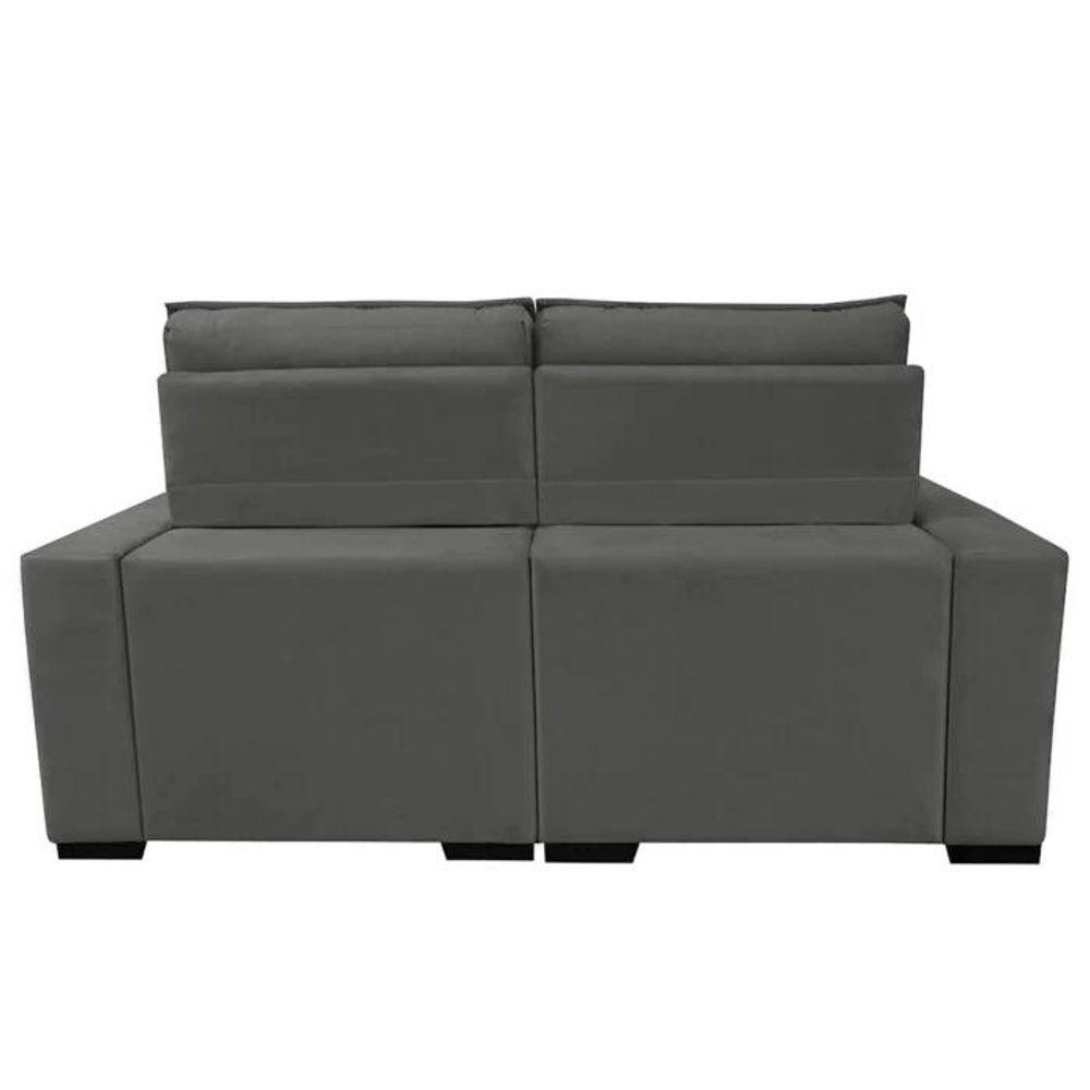 Sofá Retrátil E Reclinável 2,20m Molas Ensacadas E Costura Tripla Cama Inbox Japão Velusoft Cinza - 4