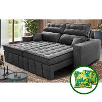 Sofá Retrátil E Reclinável 2,20m Molas Ensacadas E Costura Tripla Cama Inbox Japão Velusoft Cinza - 1