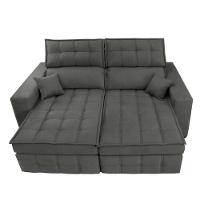 Sofá Retrátil E Reclinável 2,20m Molas Ensacadas E Costura Tripla Cama Inbox Japão Velusoft Cinza - 5