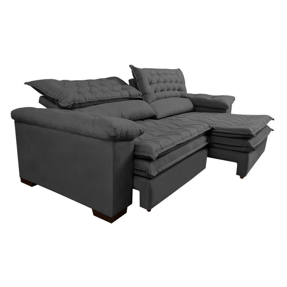 Sofá Retrátil E Reclinável 2,32m Molas Ensacadas Cama Inbox Alemanha De Viscoelástico Velusoft Cinza - 8