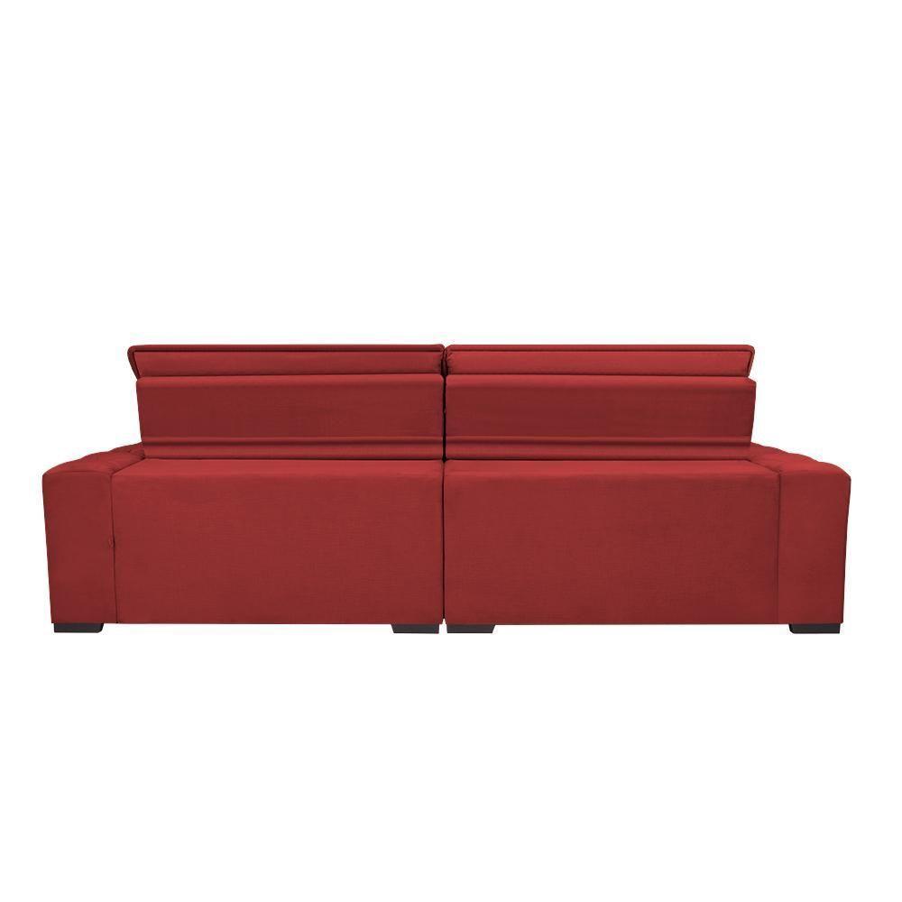 Sofá Lisboa 2,72m Retrátil, Reclinável, Molas No Assento Tecido Suede Velusoft Vermelho - Cama Inbox - 4