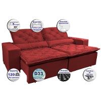 Sofá Lisboa 2,52m Retrátil, Reclinável, Molas No Assento Tecido Suede Velusoft Vermelho - Cama Inbox - 7