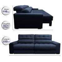 Sofá Retrátil E Reclinável 2,32m Molas Ensacadas Cama Inbox Brasil Velusoft Azul - 8