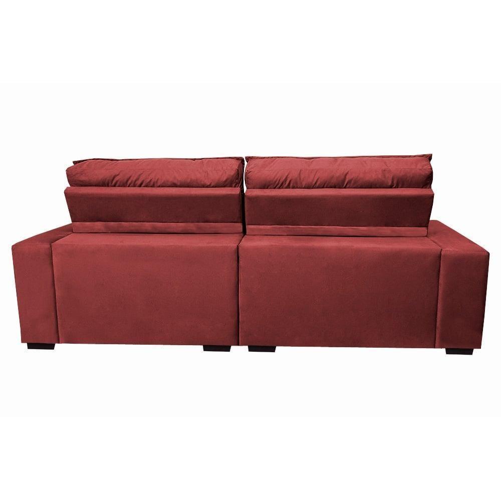 Sofá Retrátil E Reclinável 2,32m Molas Ensacadas Cama Inbox Catar Velusoft Vermelho - 4
