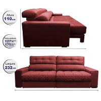 Sofá Retrátil E Reclinável 2,32m Molas Ensacadas Cama Inbox Brasil Velusoft Vermelho - 8