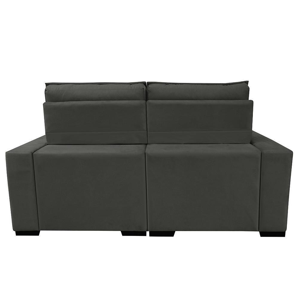 Sofá Retrátil E Reclinável 2,00m Molas Ensacadas E Costura Tripla Cama Inbox Nobre Suede Cinza - 3