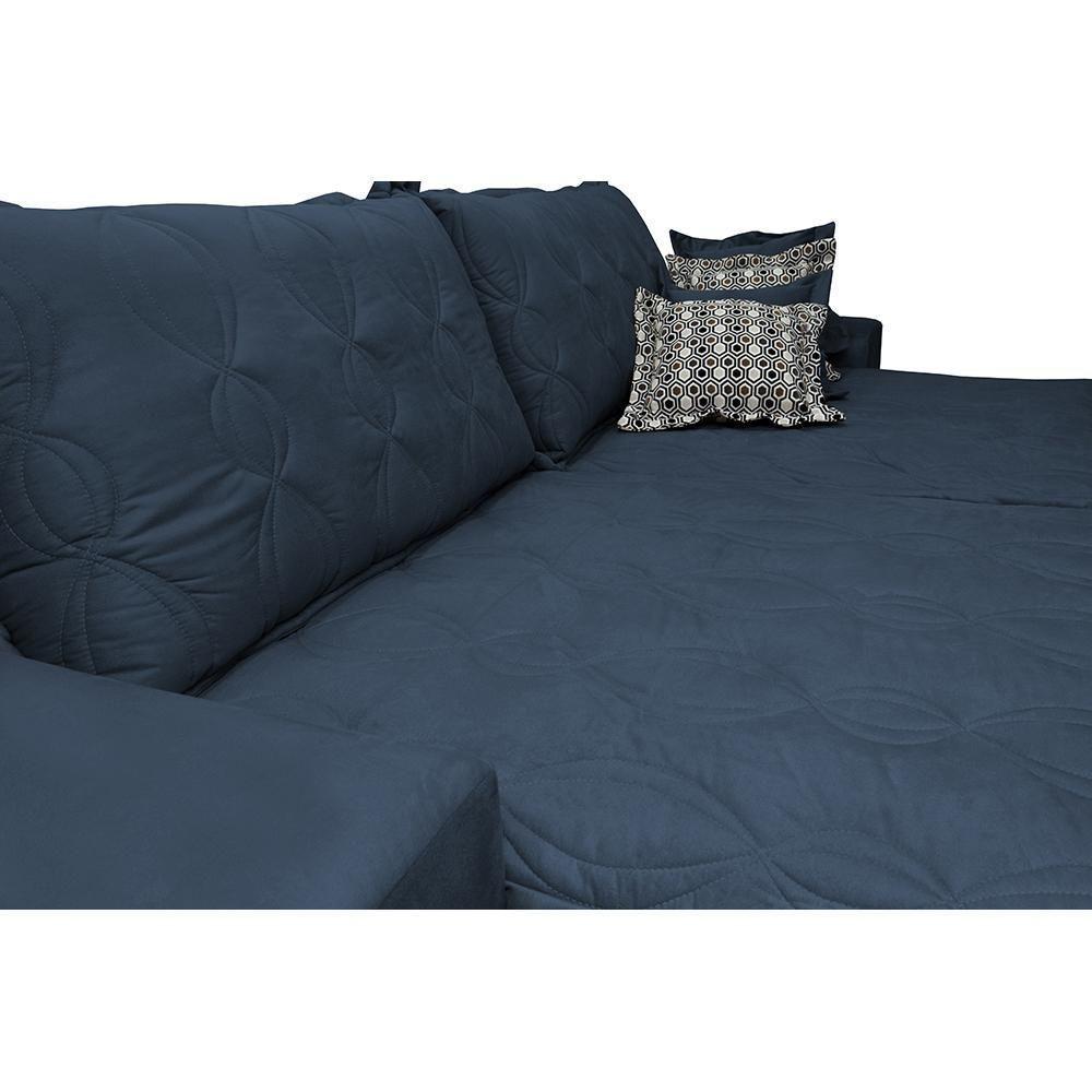 Sofá Retrátil E Reclinável 2,12m Com Molas Ensacadas Cama Inbox Supreme Tecido Suede Velft Azul - 6