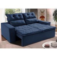 Sofá Retrátil E Reclinável 1,50m Cama Inbox Smal Com Bordado Pantográfico Suede Azul - 1