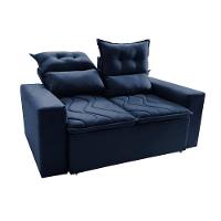 Sofá Retrátil E Reclinável 1,50m Cama Inbox Smal Com Bordado Pantográfico Suede Azul - 2