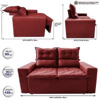 Sofá Retrátil E Reclinável 1,50m Cama Inbox Smal Com Bordado Pantográfico Suede Vermelho - 8