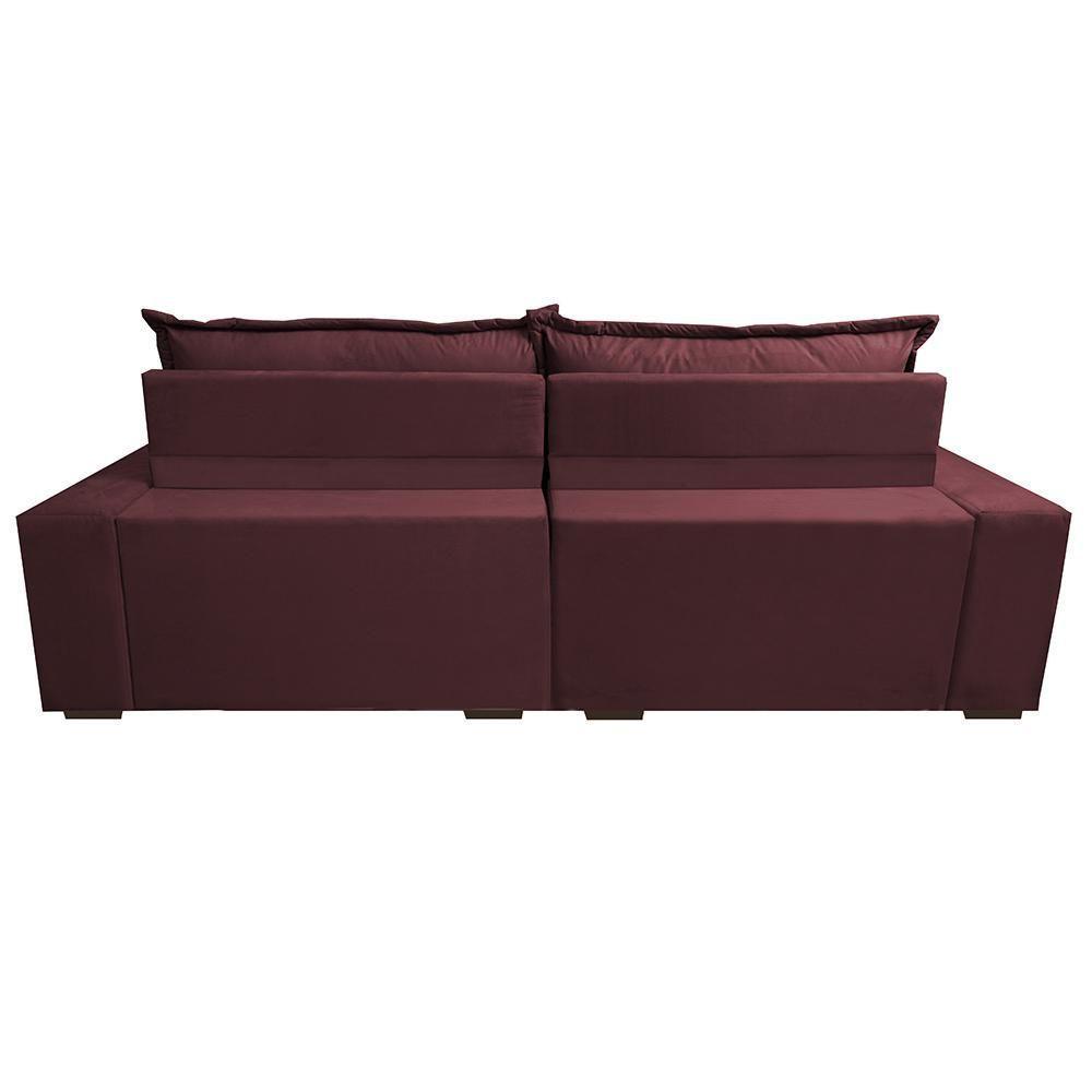 Sofá Retrátil E Reclinável 2,12m Com Molas Ensacadas Cama Inbox Supreme Tecido Suede Velusoft Vinho - 4
