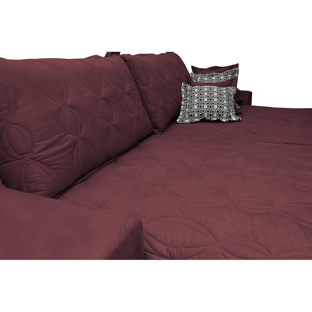 Sofá Retrátil E Reclinável 2,12m Com Molas Ensacadas Cama Inbox Supreme Tecido Suede Velusoft Vinho - 6