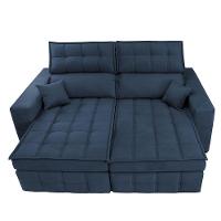 Sofá Retrátil E Reclinável 1,80m Molas Ensacadas E Costura Tripla Cama Inbox Nobre Suede Azul - 5
