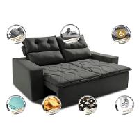 Sofá Retrátil E Reclinável 1,50m Cama Inbox Smal Com Bordado Pantográfico Suede Cinza - 7