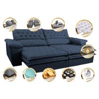 Sofá Retrátil E Reclinável 2,32m Molas Ensacadas Cama Inbox Alemanha De Viscoelástico Velusoft Azul - 7