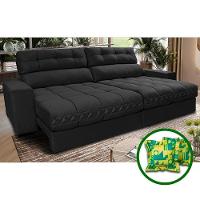 Sofá Retrátil E Reclinável 2,12m Molas Ensacadas Cama Inbox Brasil Velusoft Preto - 1