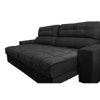 Sofá Retrátil E Reclinável 2,12m Molas Ensacadas Cama Inbox Brasil Velusoft Preto - 6