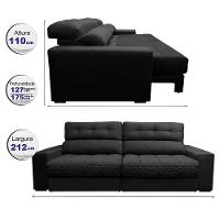 Sofá Retrátil E Reclinável 2,12m Molas Ensacadas Cama Inbox Brasil Velusoft Preto - 8