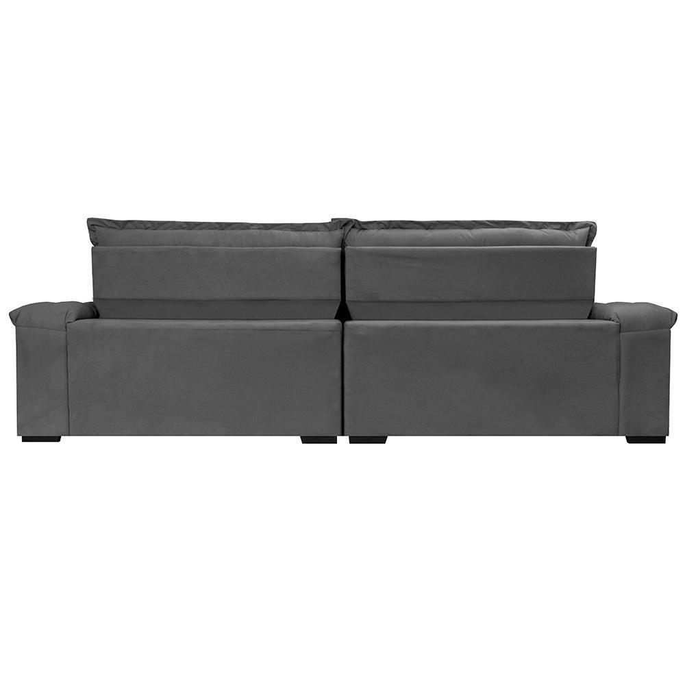 Sofá Retrátil E Reclinável 2,15m Molas Ensacadas Cama Inbox Big Space Com Bordado 3d Velusoft Cinza - 4