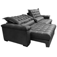 Sofá Retrátil E Reclinável 2,15m Molas Ensacadas Cama Inbox Big Space Com Bordado 3d Velusoft Cinza - 3