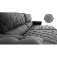 Sofá Retrátil E Reclinável 2,15m Molas Ensacadas Cama Inbox Big Home Com Bordado 3d Velusoft Cinza - 6