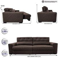 Sofá Retrátil E Reclinável 2,15m Molas Ensacadas Cama Inbox Style Thermo Gel Linho Marrom - 8