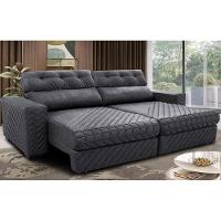 Sofá Retrátil E Reclinável 2,15m Molas Ensacadas Cama Inbox Style Thermo Gel Linho Cinza Escuro - 1