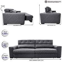 Sofá Retrátil E Reclinável 2,15m Molas Ensacadas Cama Inbox Style Thermo Gel Linho Cinza Escuro - 8