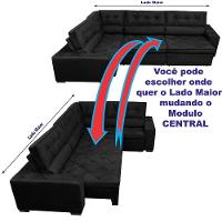Sofá De Canto Retrátil, Reclinável, Molas Cama Inbox Austin 3,85x2,64 Ou 2,64x3,85 Suede Preto - 5