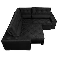 Sofá De Canto Retrátil, Reclinável, Molas Cama Inbox Austin 2,40m X 2,40m Suede Velusoft Preto