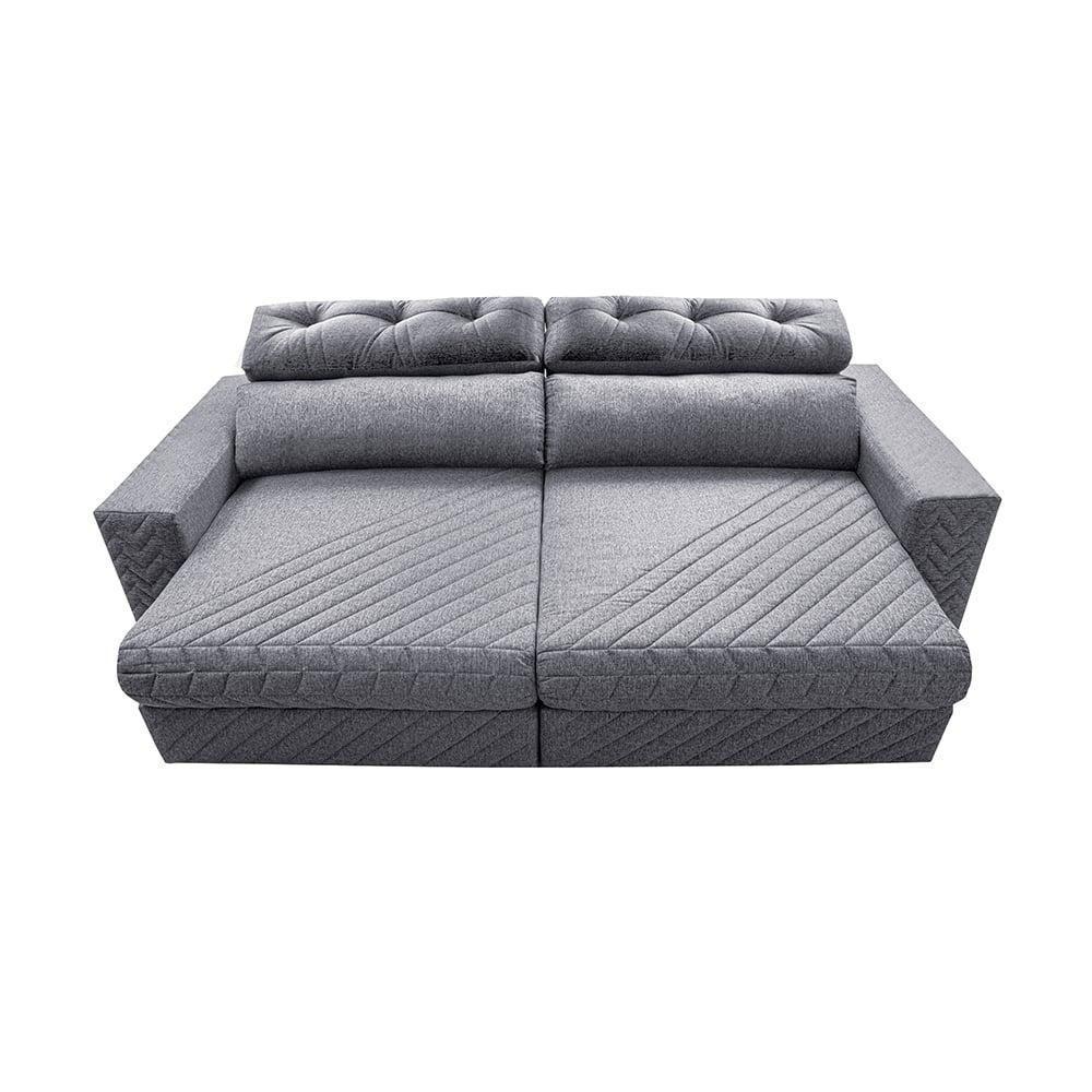 Sofá Retrátil E Reclinável 2,15m Molas Ensacadas Cama Inbox Style Thermo Gel Linho Cinza Claro - 4