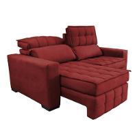 Sofá Retrátil E Reclinável 2,20m Molas Ensacadas E Costura Tripla Cama Inbox Japão Velft Vermelho - 3