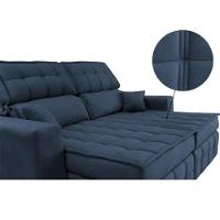 Sofá Retrátil E Reclinável 2,00m Molas Ensacadas E Costura Tripla Cama Inbox Japão Velusoft Azul - 6