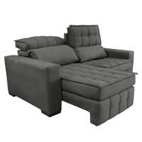 Sofá Retrátil E Reclinável 2,00m Molas Ensacadas E Costura Tripla Cama Inbox Japão Velusoft Cinza - 2