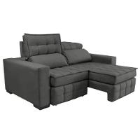 Sofá Retrátil E Reclinável 2,00m Molas Ensacadas E Costura Tripla Cama Inbox Japão Velusoft Cinza - 3