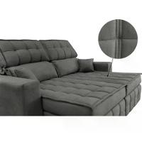 Sofá Retrátil E Reclinável 2,00m Molas Ensacadas E Costura Tripla Cama Inbox Japão Velusoft Cinza - 6