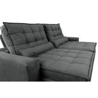 Sofá Retrátil E Reclinável 2,32m Molas Ensacadas Cama Inbox Catar Velusoft Cinza - 6