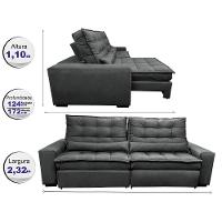 Sofá Retrátil E Reclinável 2,32m Molas Ensacadas Cama Inbox Catar Velusoft Cinza - 8