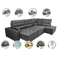 Sofá De Canto Retrátil E Reclinável Direito 3,40x2,36m Molas Cama Inbox Espanha Velusoft Cinza - 7